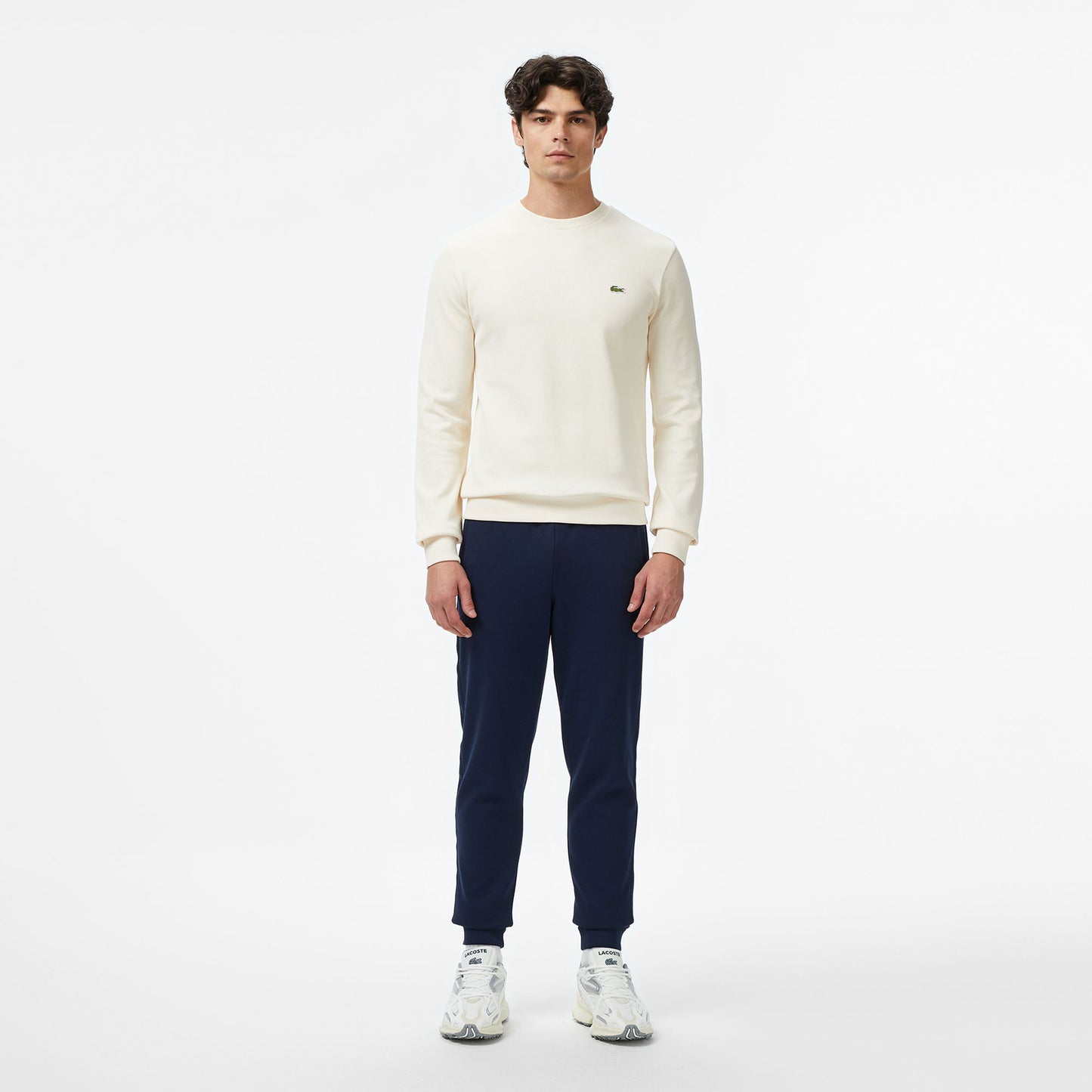 Lacoste Erkek Regular Fit Uzun Kollu Bisiklet Yaka Krem T-shirt