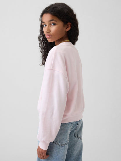 Açık Pembe Oversized Wedge Flippy-sequin Grafik Baskılı Sweatshirt