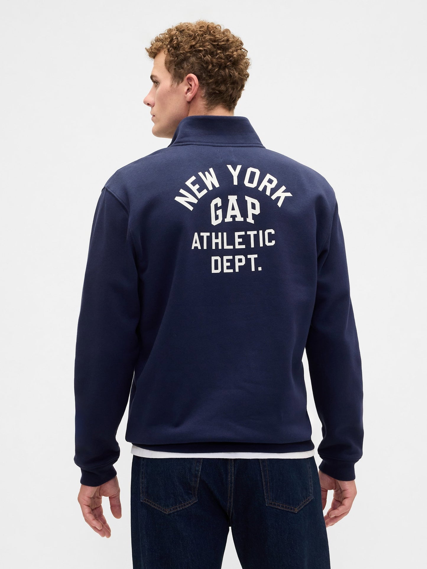 Lacivert Relaxed Gap Logo Çeyrek Fermuarlı Sweatshirt