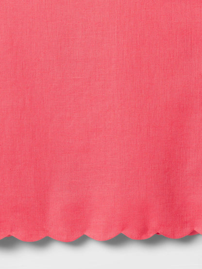 Pembe Keten Karışımlı Fırfırlı Bluz