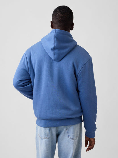 Açık Mavi Relaxed Gap Logo Sherpa Astarlı Fermuarlı Sweatshirt