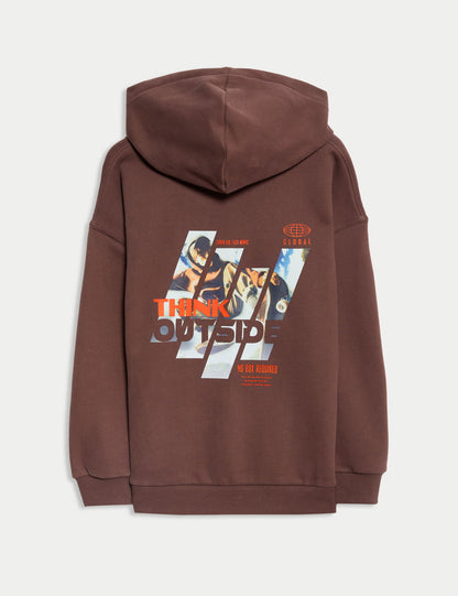 Pamuk Karışımlı Kapüşonlu Sweatshirt (6–16 Yaş)