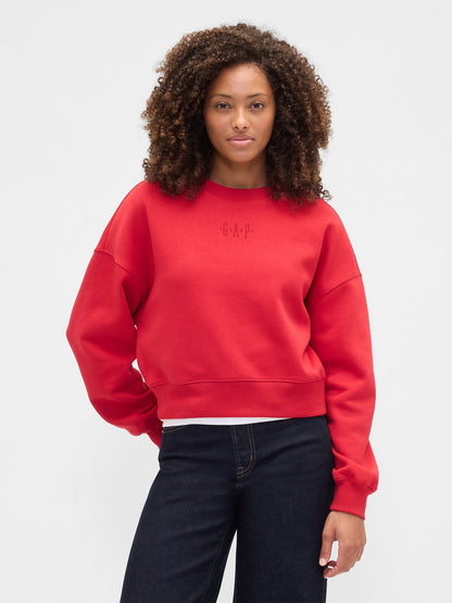 Kırmızı Logo Crop Sweatshirt