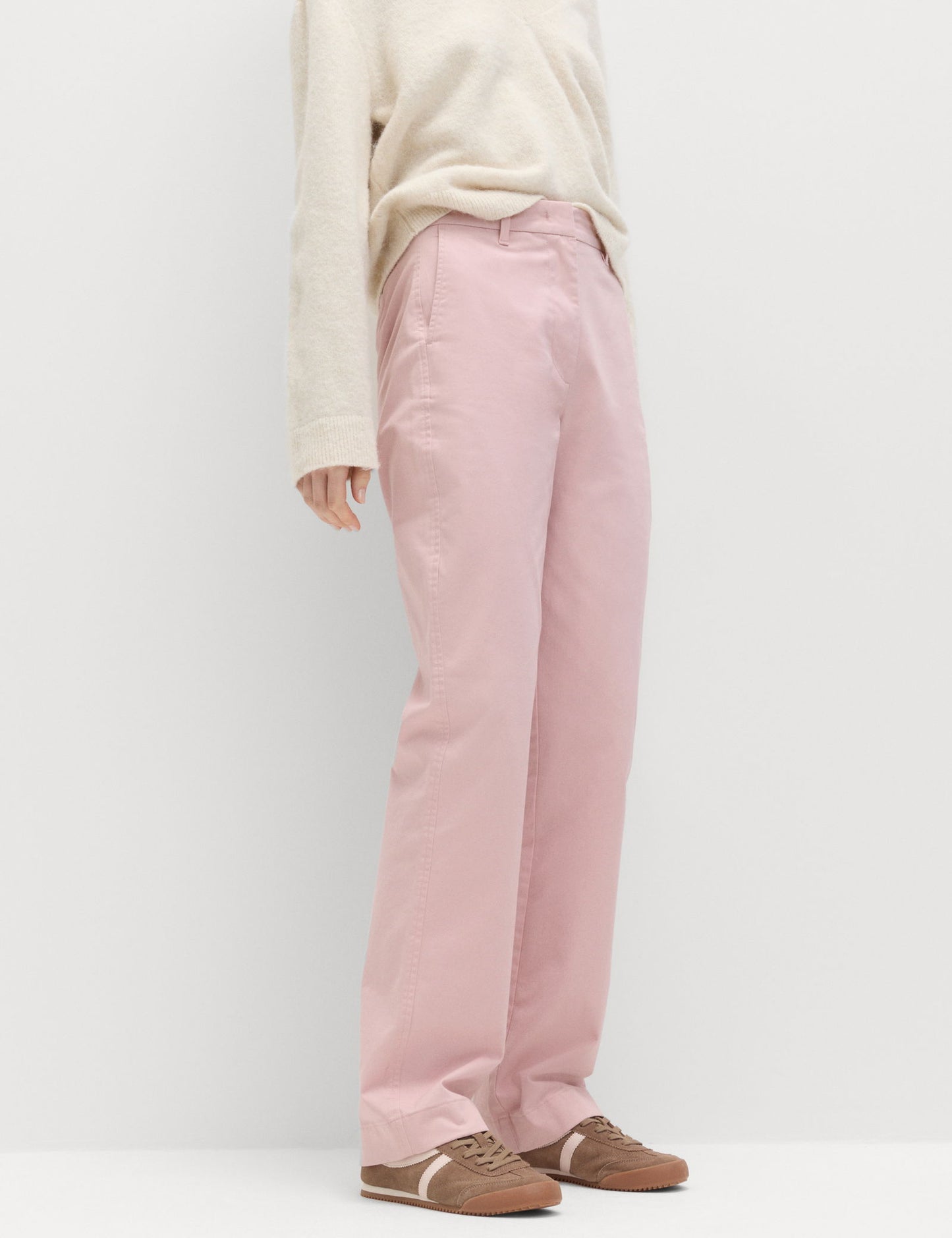 Yüksek Bel Straight Leg Chino Pantolon