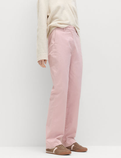 Yüksek Bel Straight Leg Chino Pantolon