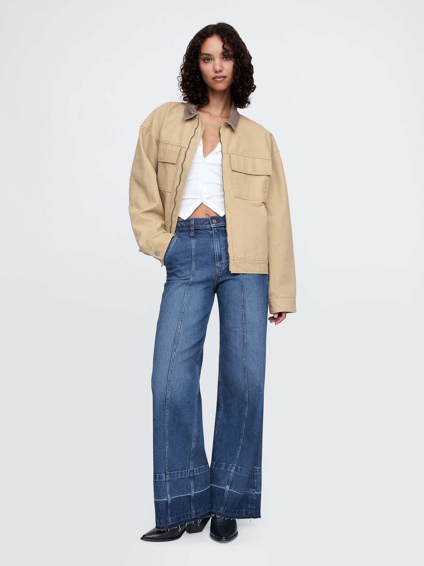 Mavi High Rise Stride Seamed Wide-leg Jean Pantolon