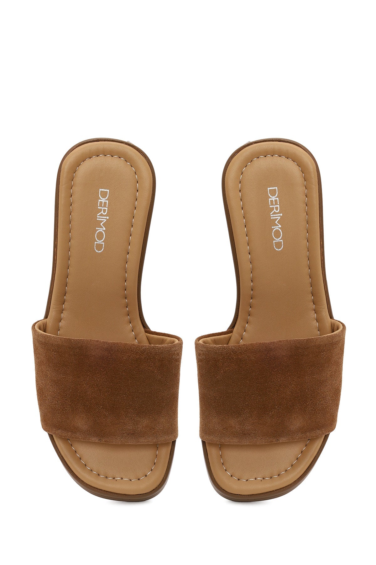 Kadın Taba Kalın Tabanlı Süet Deri Terlik