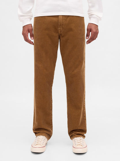 Açık Kahverengi Corduroy Relaxed Straight Pantolon
