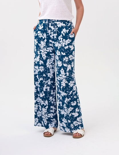 Çiçek Desenli Wide Leg Pantolon