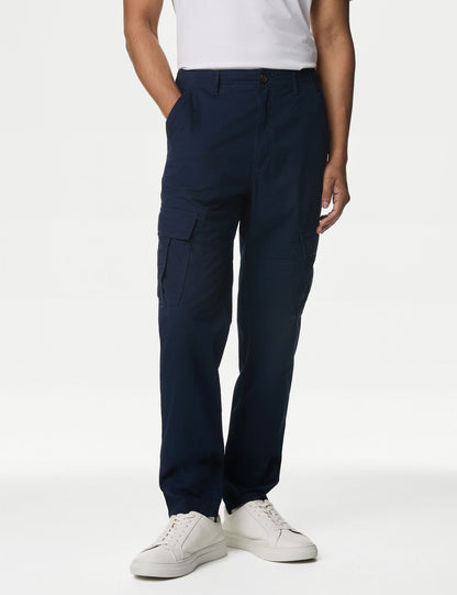 Saf Pamuklu Tapered Fit Kargo Pantolon