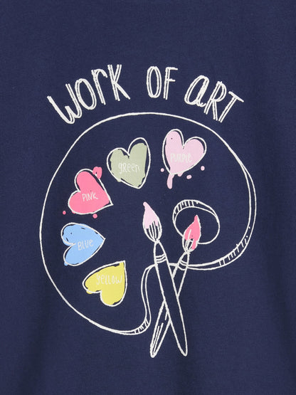 Lacivert Grafik Baskılı T-shirt