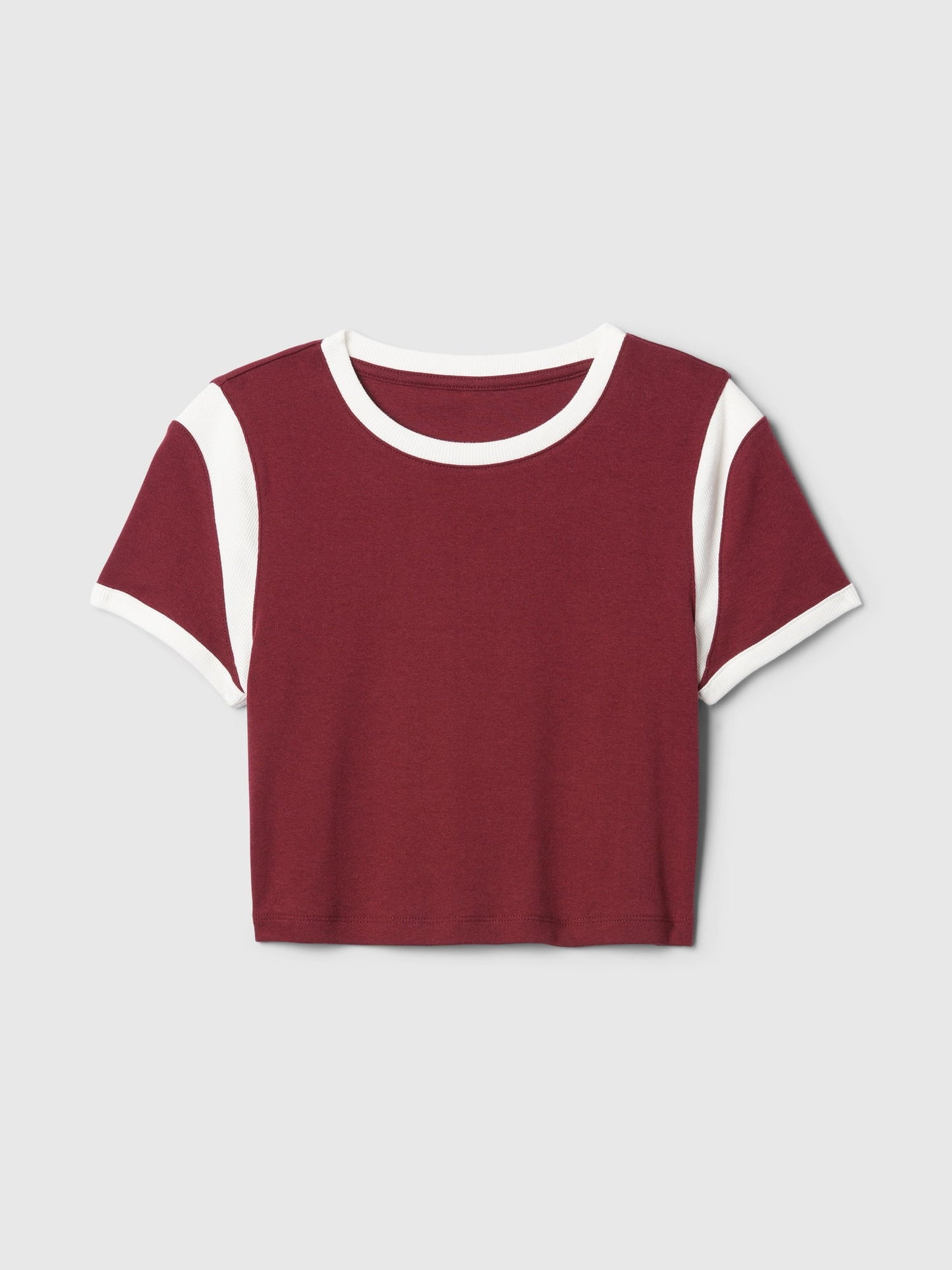 Kırmızı Modern Rib Crop T-shirt