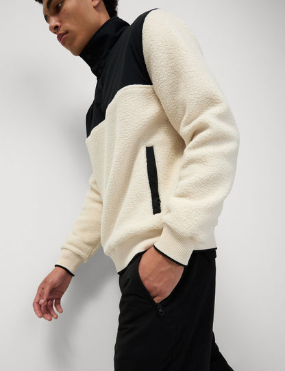 Renk Bloklu Polar Sweatshirt