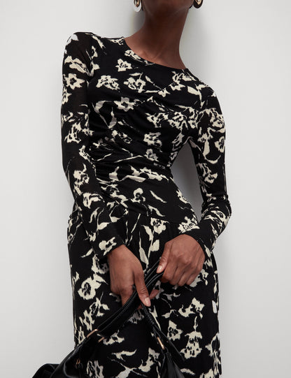 Desenli Jersey Midi Elbise