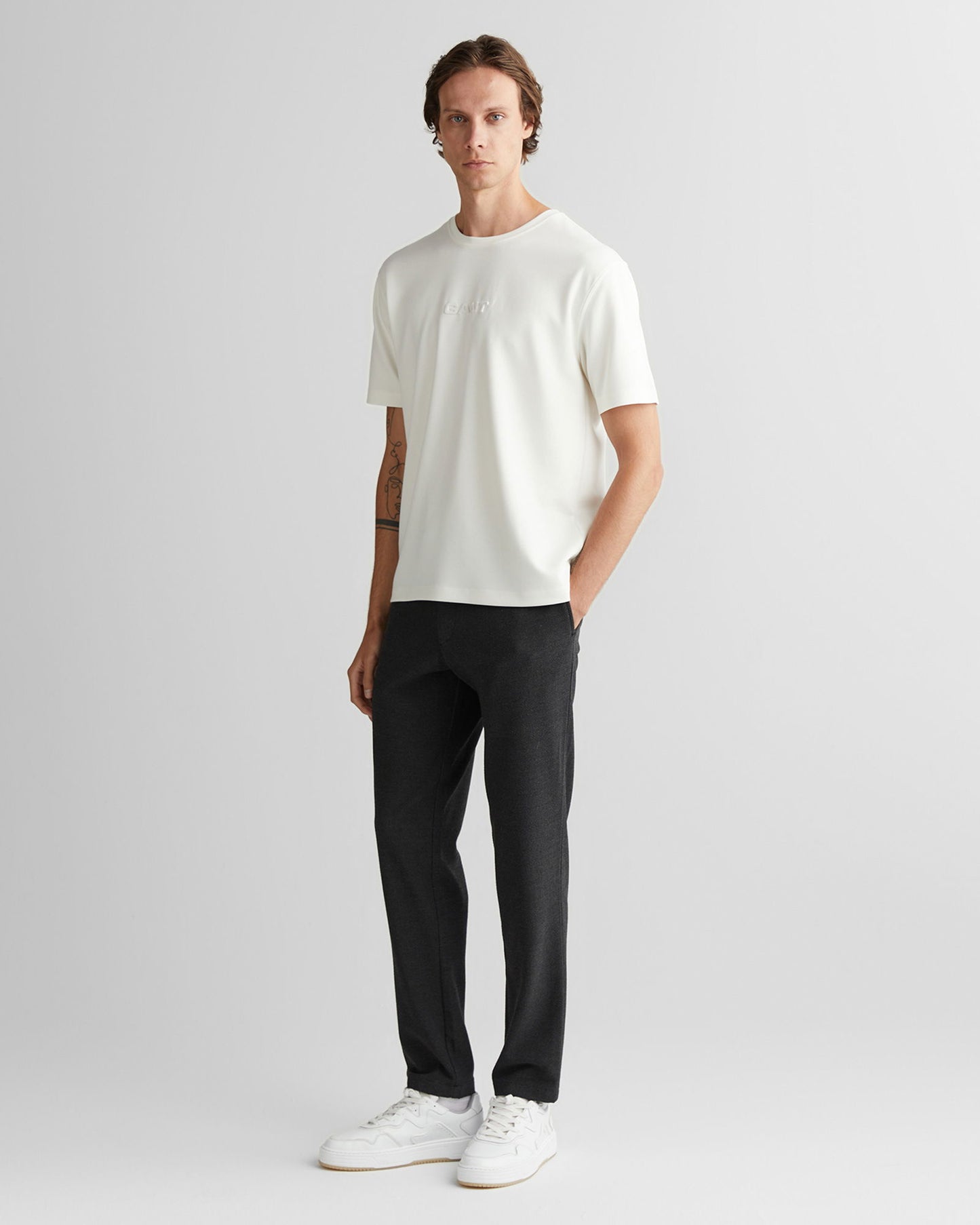 Gant Erkek Beyaz Bisiklet Yaka T-shirt