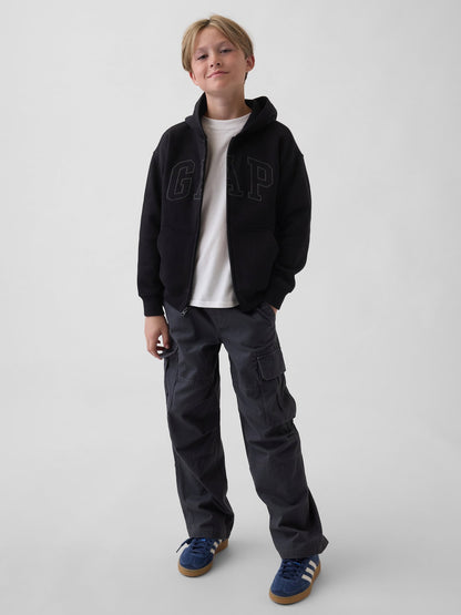 Siyah Relaxed Gap Logo Fermuarlı Sweatshirt