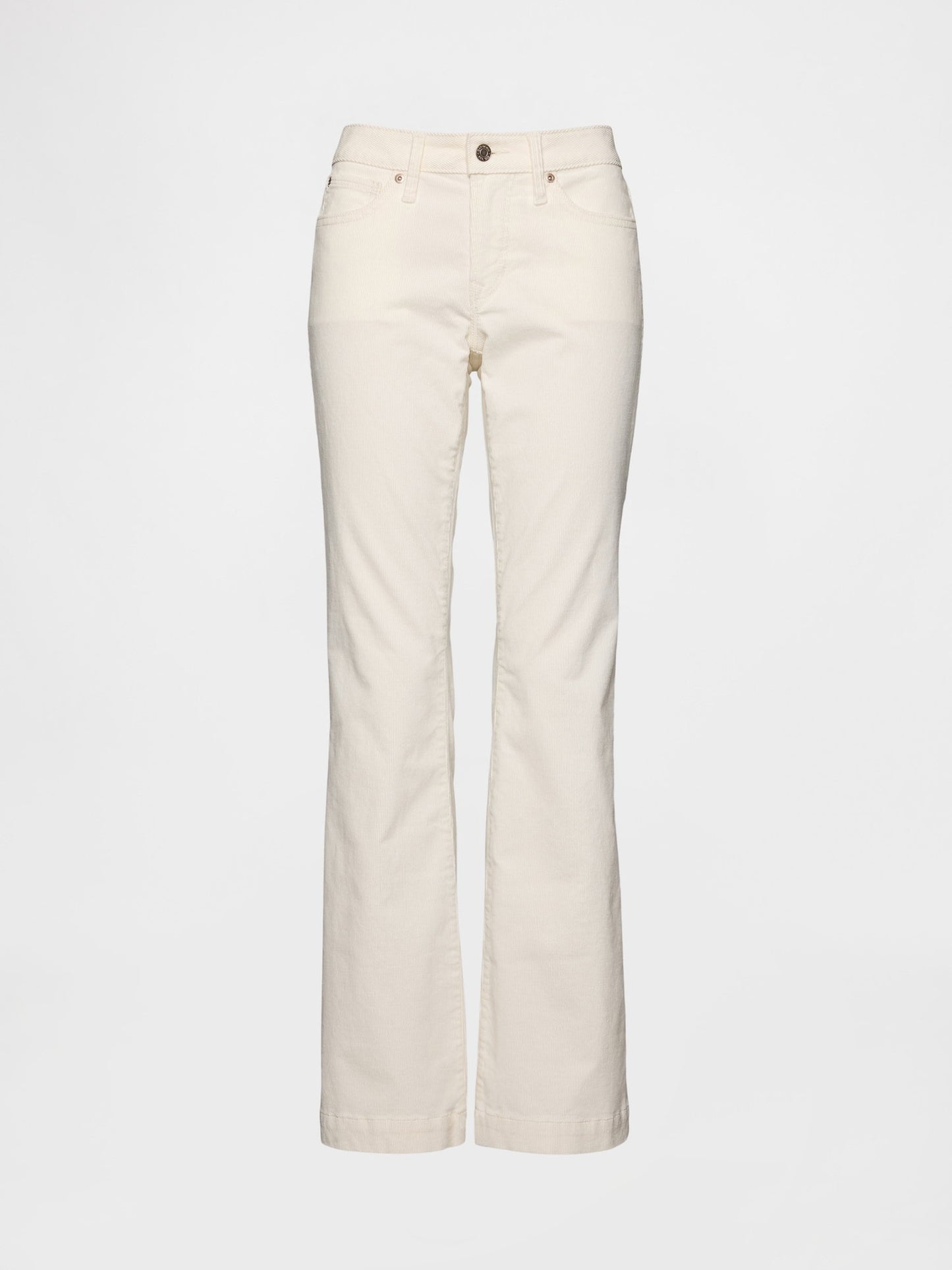 Kırık Beyaz Low Rise Corduroy Long & Lean Pantolon