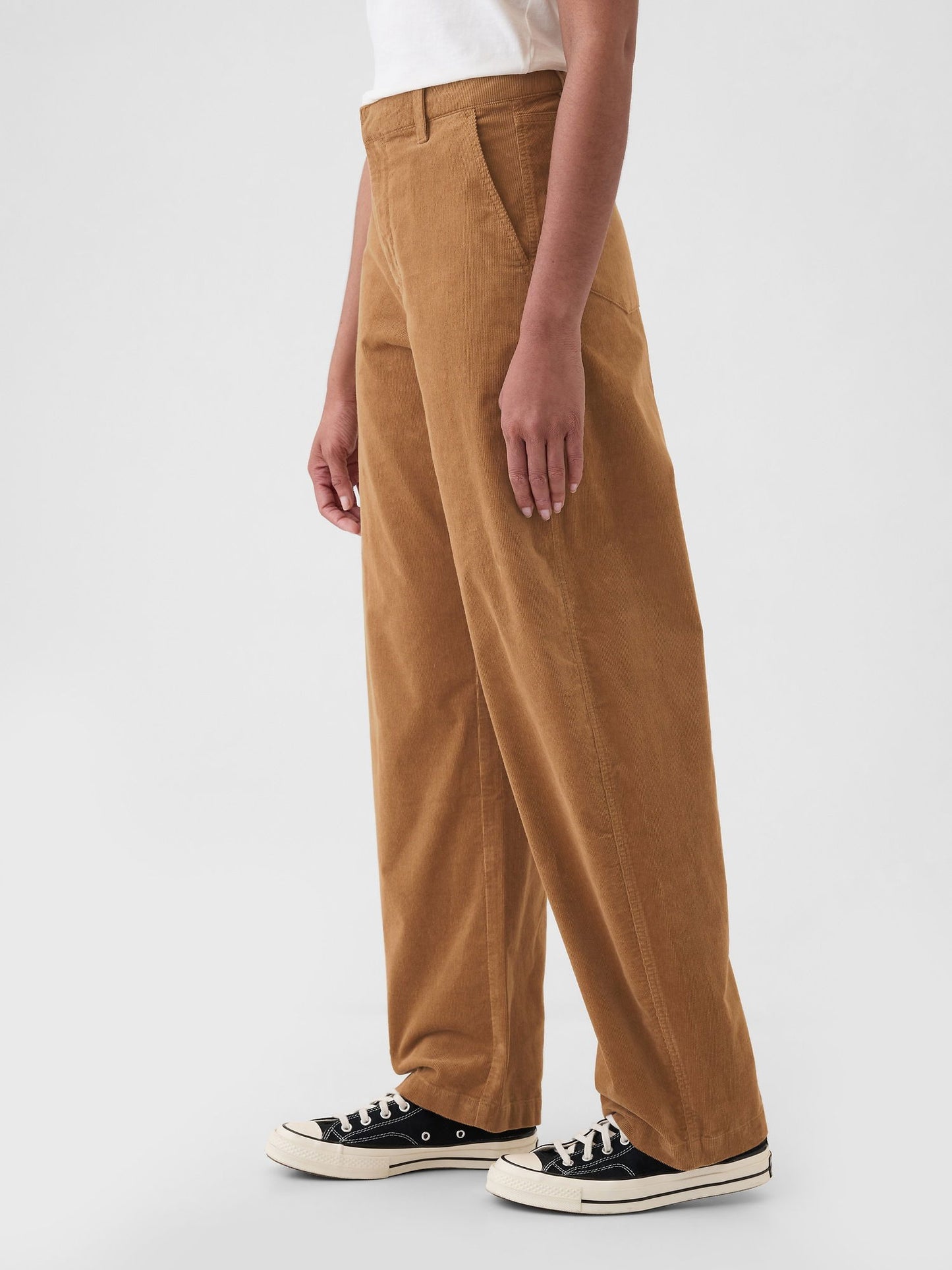 Kahverengi High Rise Kadife Tapered Ankle Pantolon