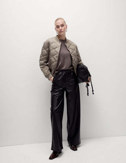 Saten Kapitone Bomber Ceket