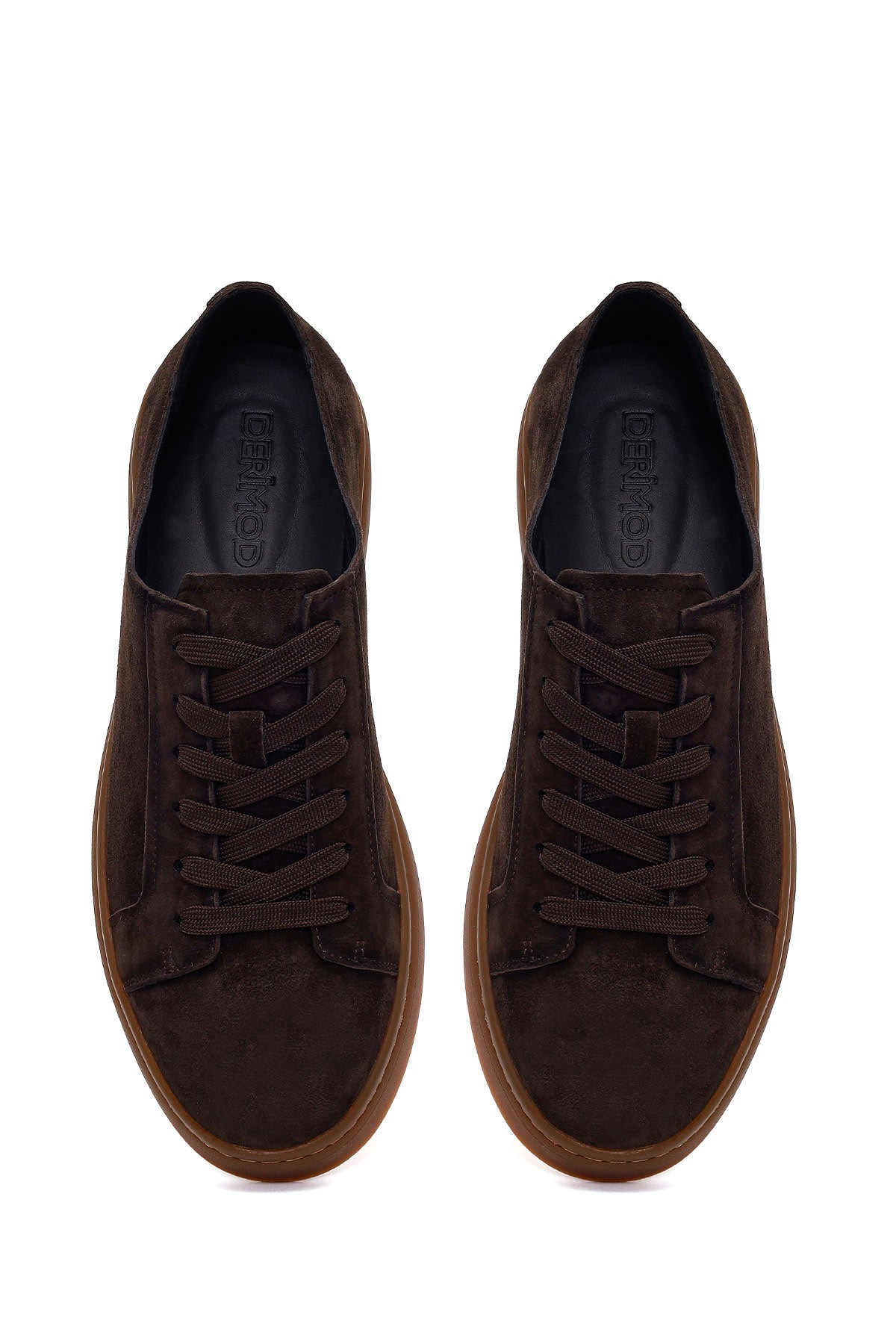 Erkek Kahverengi Bağcıklı Süet Deri Sneaker