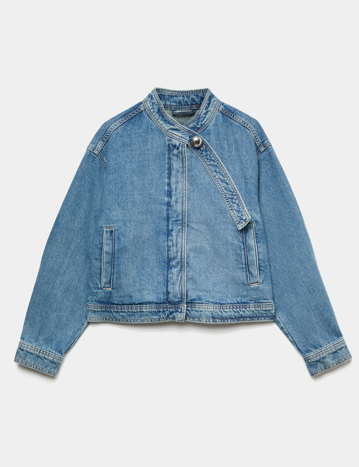 Funnel Yaka Denim Ceket