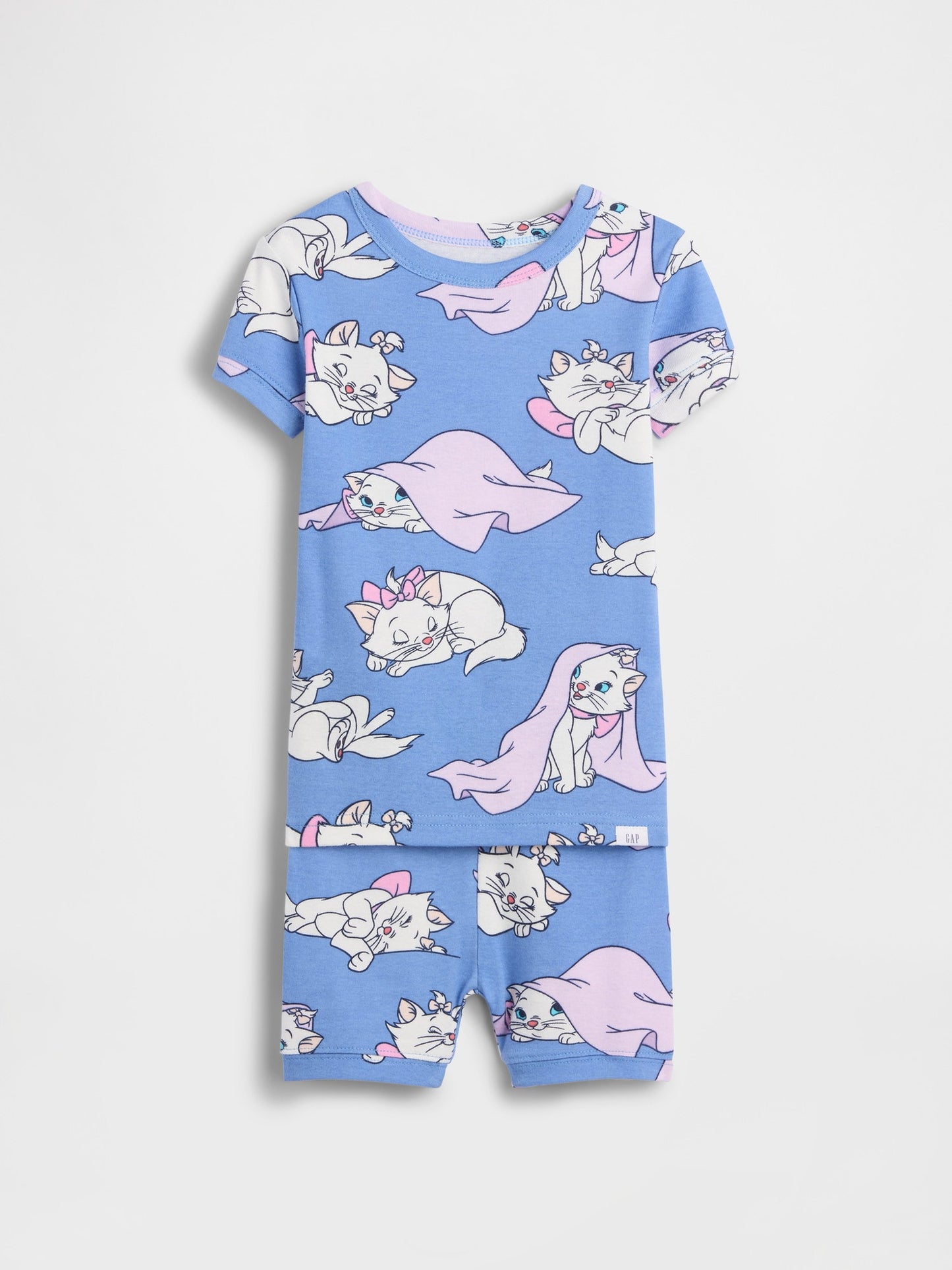 Mavi Organik Brushed Pamuk Şort Pijama Takımı