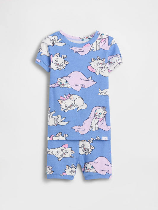 Mavi Organik Brushed Pamuk Şort Pijama Takımı