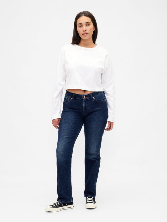 Koyu Mavi Curvy Low Rise '90s Slim Straight Jean Pantolon