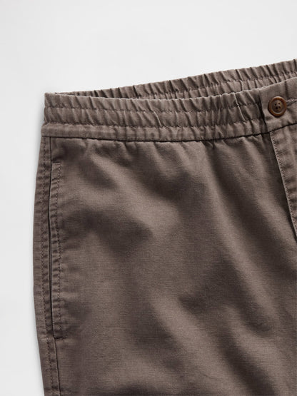 Kahverengi Keten Karışımlı Relaxed Taper Easy Pantolon