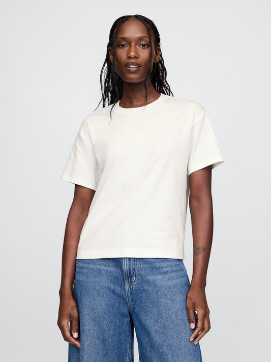 Beyaz Supima® Pamuk Relaxed T-Shirt