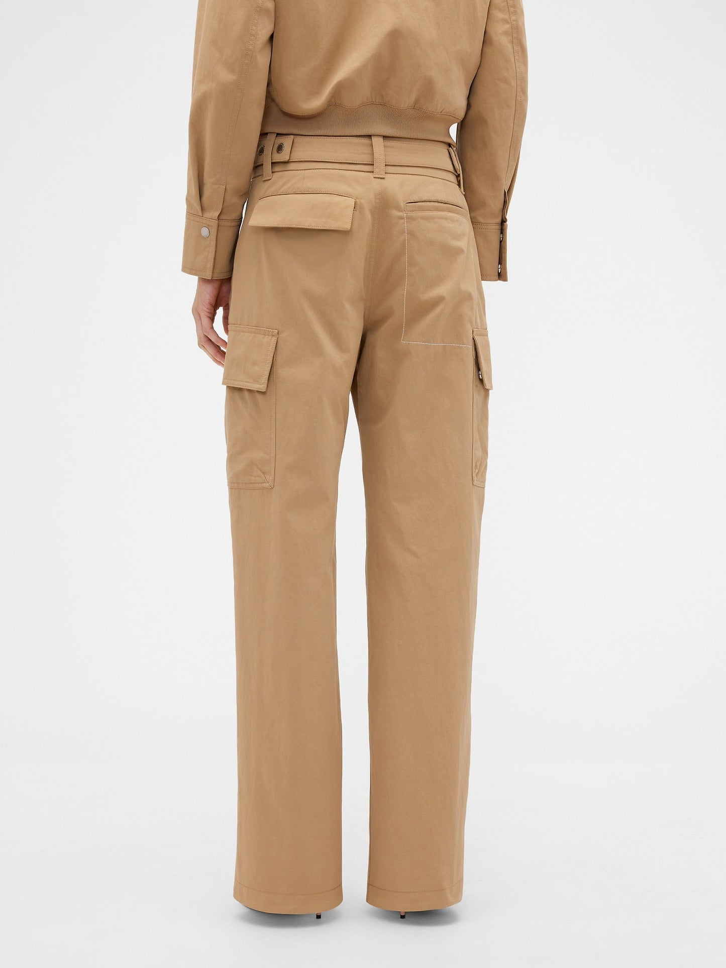 Bej Gap × Victoria Beckham High Rise Kargo Pantolon