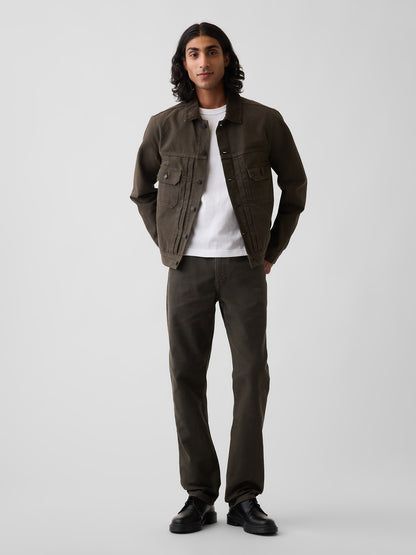 Koyu Yeşil Kanvas Relaxed Straight Jean Pantolon