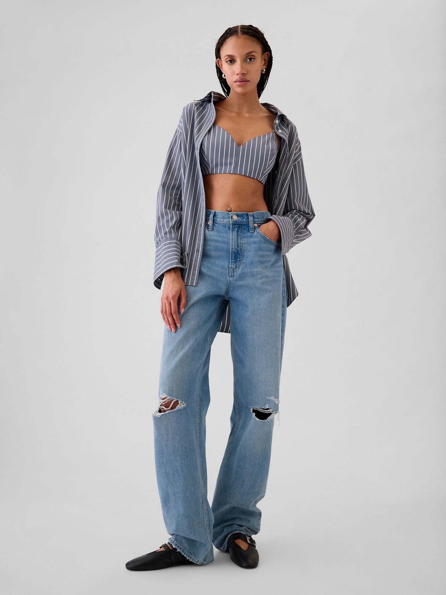 Mavi Organik Pamuk Crop Bralet