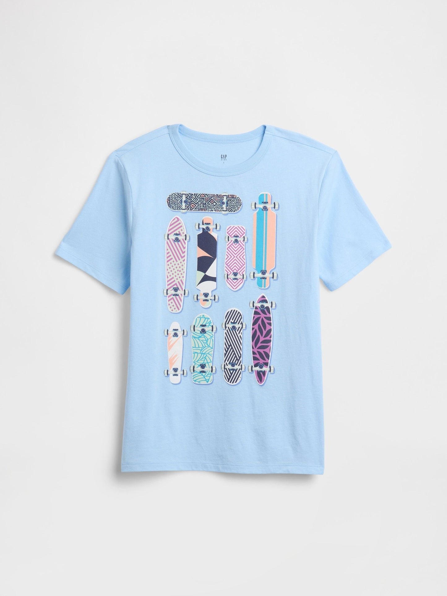 Açık Mavi Grafik Baskılı T-shirt
