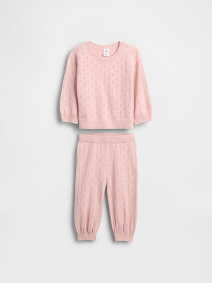 Toz Pembe Cashsoft Pointelle Outfit Set