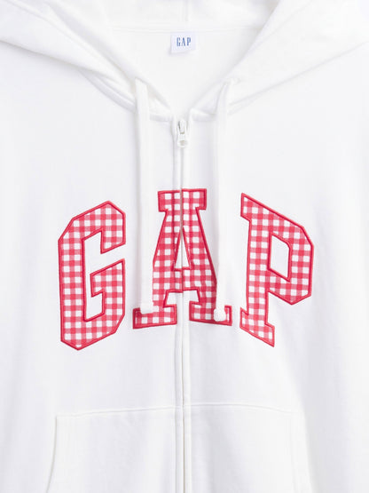 Beyaz Gap Logo Fermuarlı Fransız Havlu Kumaş Sweatshirt