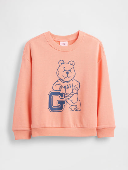 Pembe Relaxed Fransız Havlu Kumaş Grafik Baskılı Sweatshirt