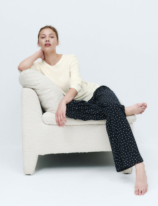 Saf Pamuklu Desenli Pijama Takımı