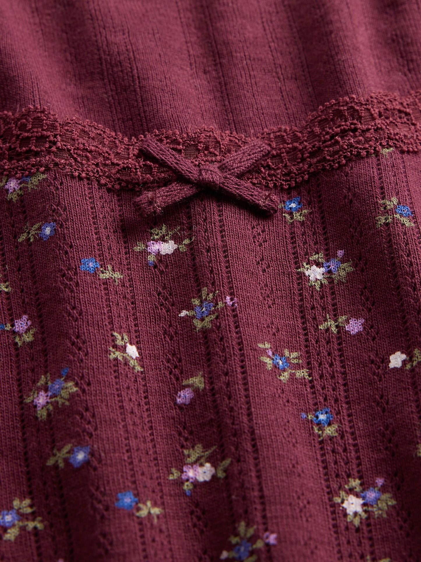 Bordo Pointelle Pijama Takımı