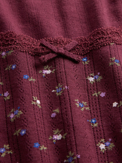 Bordo Pointelle Pijama Takımı