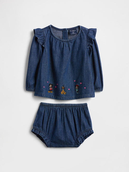 Koyu Mavi Gap × Disney Bebek Denim Outfit Set