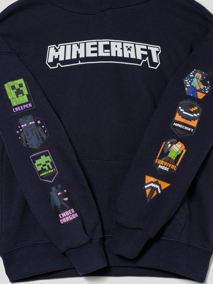 Lacivert Minecraft Baskılı Sweatshirt