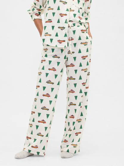 Kırık Beyaz Flannel Pull-on Pijama Altı