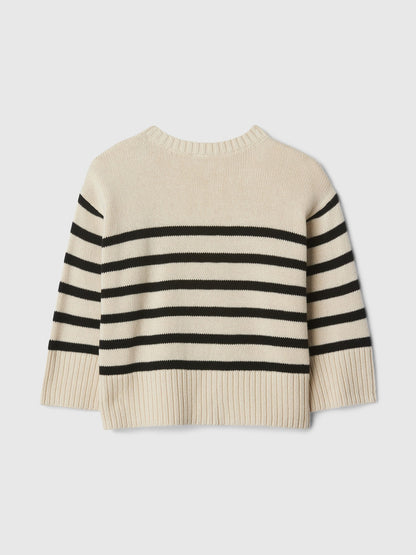 Çok Renkli Split-hem Crewneck Kazak