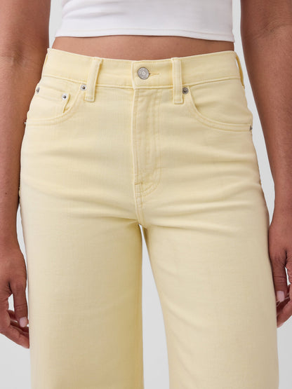 Sarı High Rise Stride Wide-leg Ankle Jean Pantolon