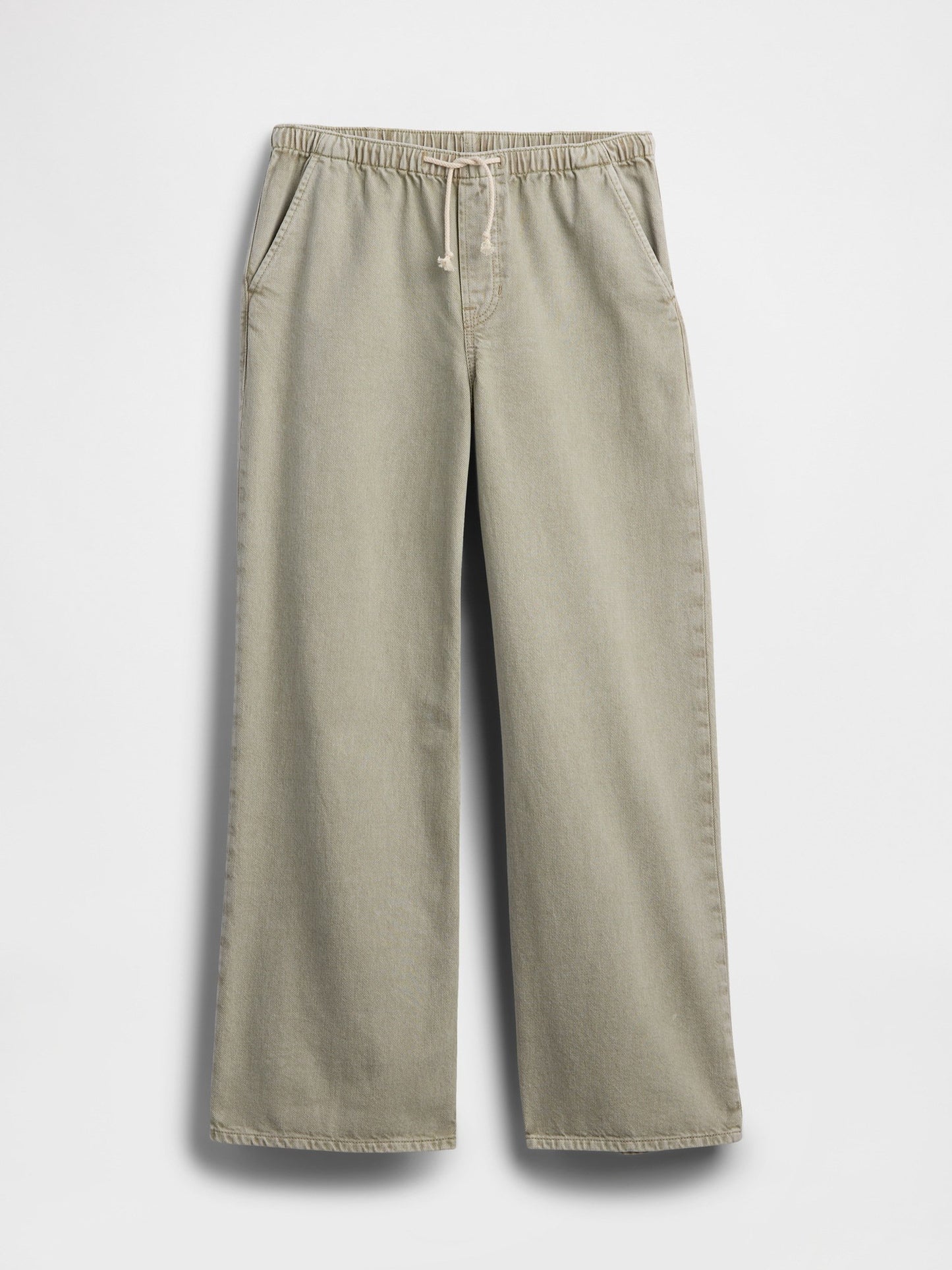 Gri Mid Rise Pull-on Wide-leg Jean Pantolon