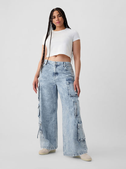 Mavi Mid Rise Kargo Baggy Jean Pantolon