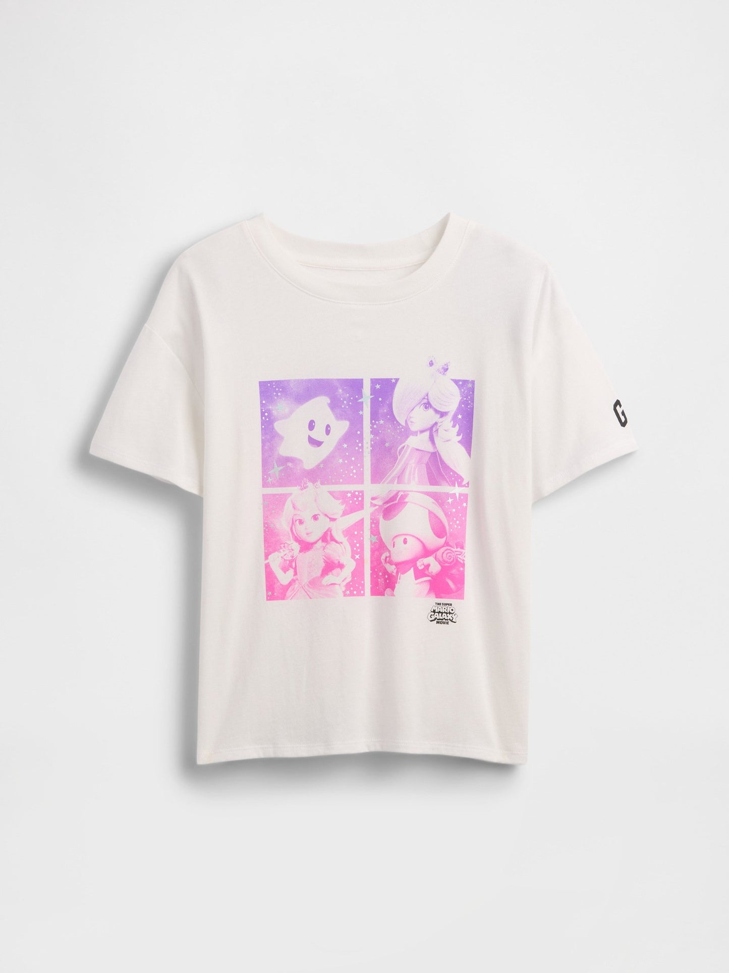 Beyaz Süper Mario Oversized Grafik Baskılı T-shirt