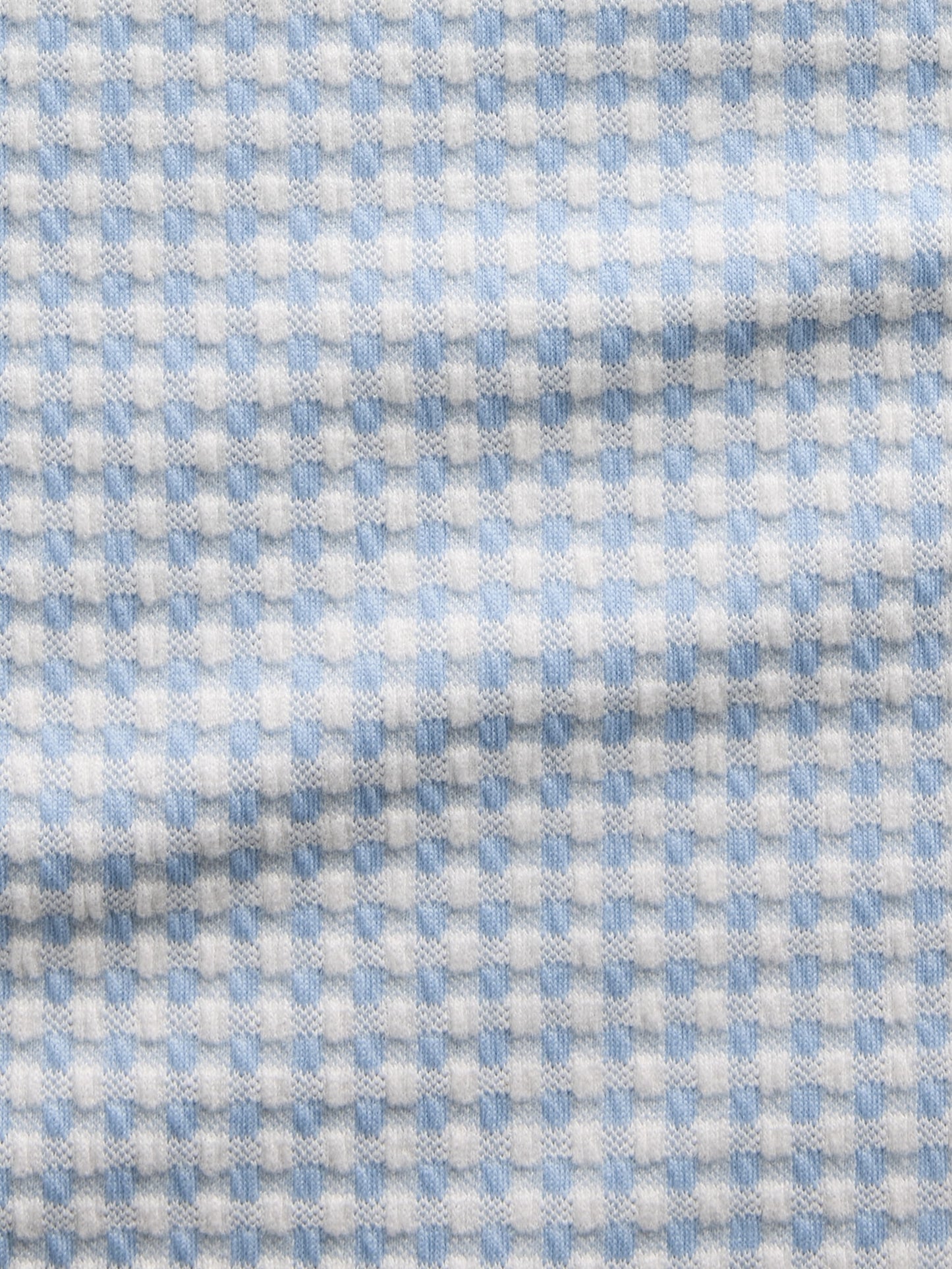 Açık Mavi Gingham Pointelle Shell Kolsuz Bluz