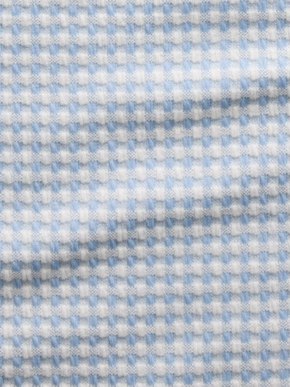 Açık Mavi Gingham Pointelle Shell Kolsuz Bluz